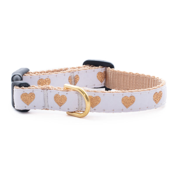 White Heart of Gold Small Breed Dog Collar