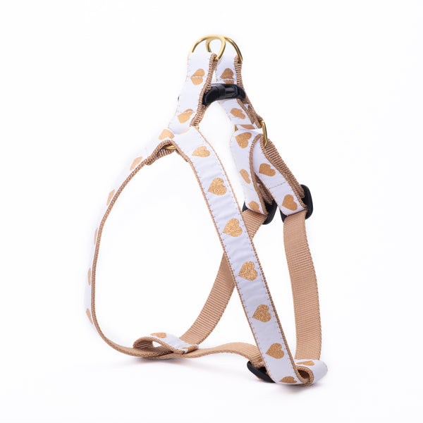 White Heart of Gold Dog Harness