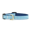 Blue Gingham Small Breed Dog Collar