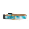 Turquoise Gingham Small Breed Dog Collar