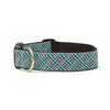 Aqua Plaid Extra Wide Dog Collar