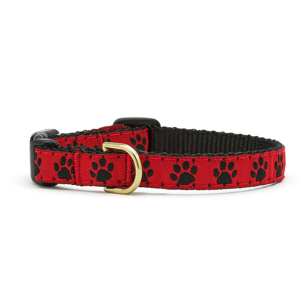 Red and Black Paw Small Breed Dog Collar