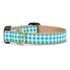 Turquoise Gingham Dog Collar